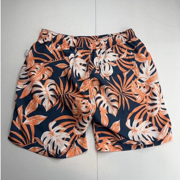 Onia Men's The Calder Swim Trunk Shorts Tropical Floral Orange/Navy MEDIUM - Picture 3 of 11